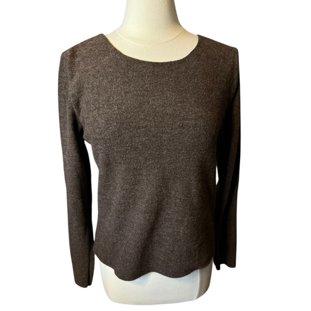Women’s Brown Boatneck Sweater Alpaca Wool Blend Large New Without Tags